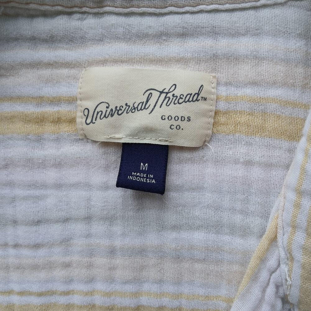 Universal Thread Super Soft Cotton Button-up Shirt M white yellow stripes LS - Picture 7 of 14